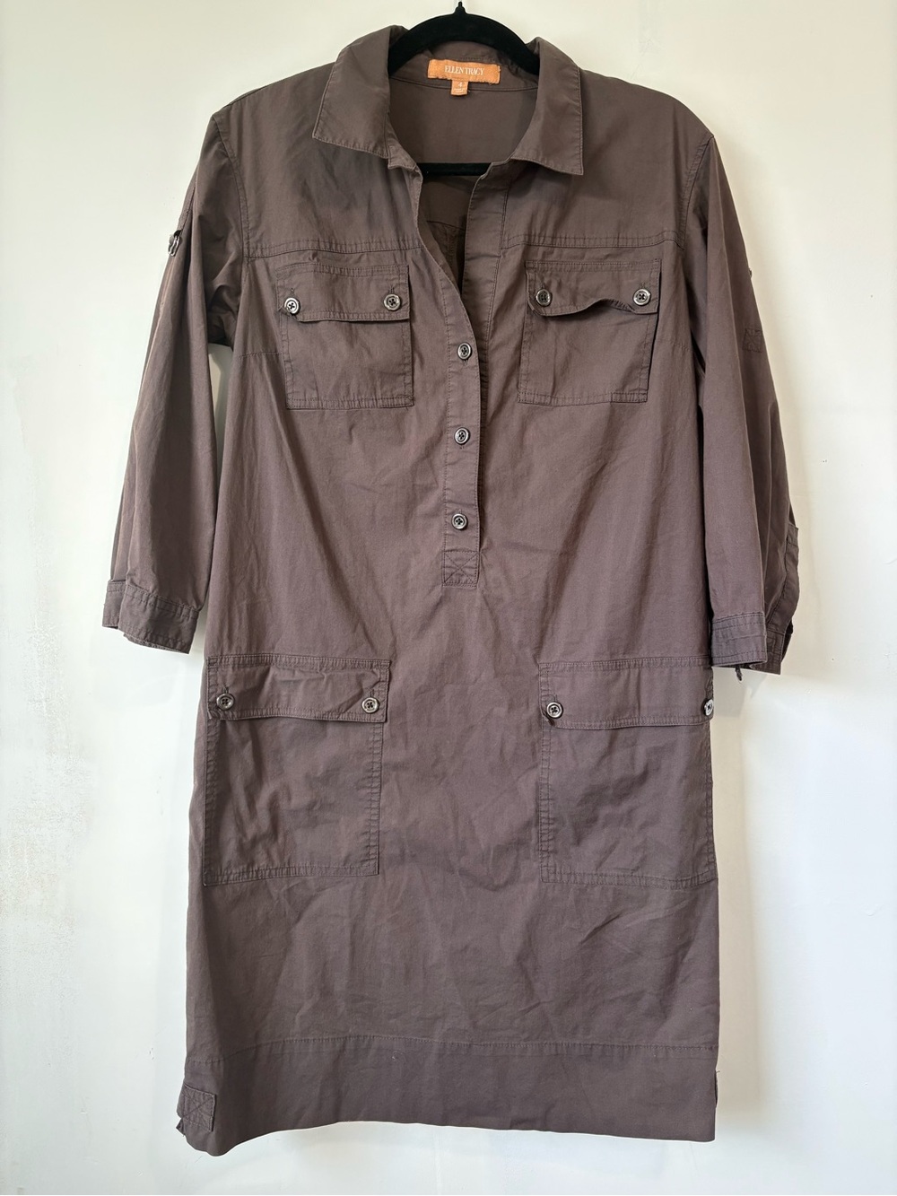 Ellen Tracy Brown Utility Shirt Jacket